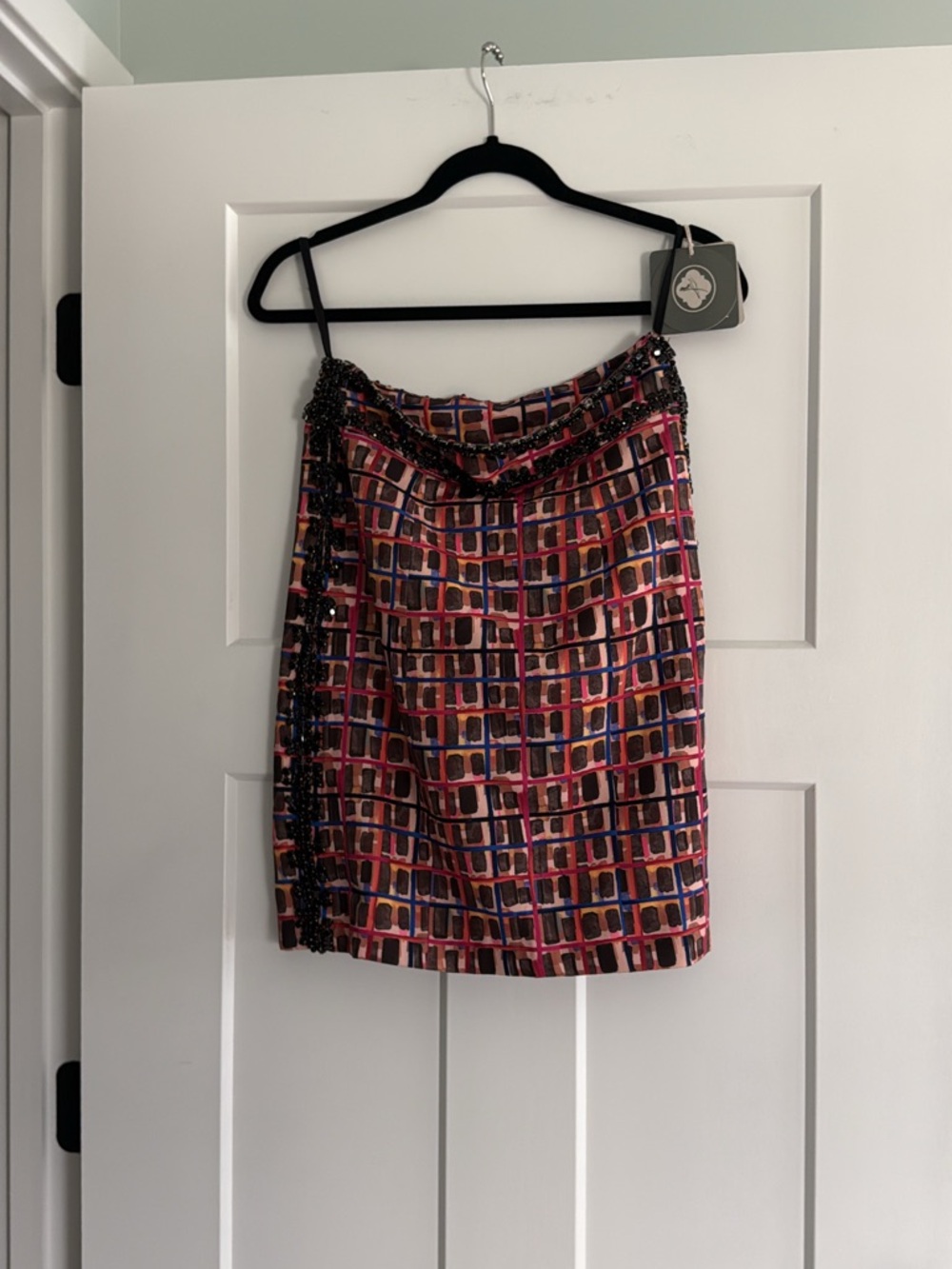 NWT La Fuori Medium Silk Beaded Pencil Skirt